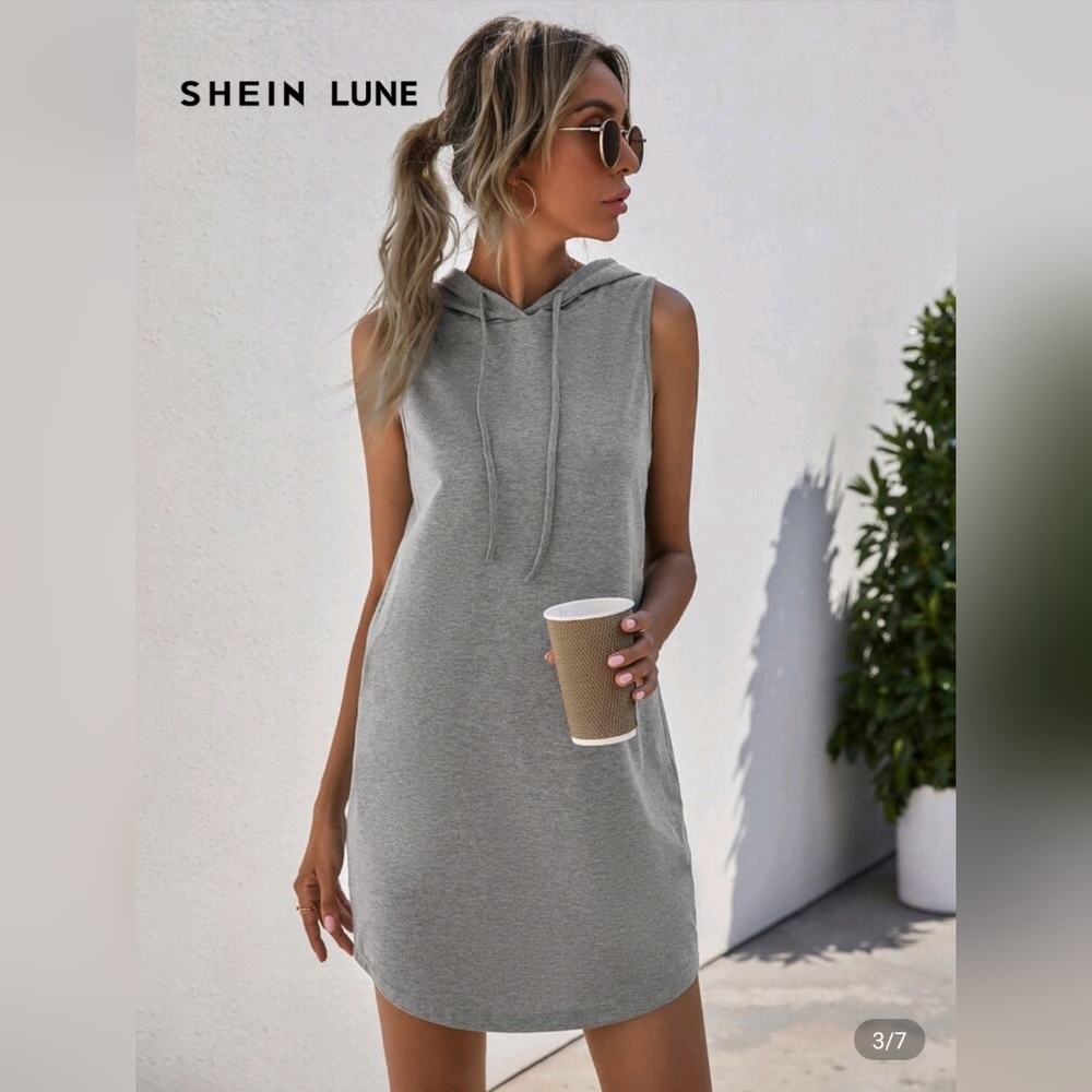 Sleeveless Gray Hoodie Dress